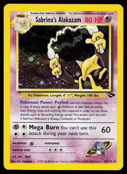 Sabrina's Alakazam 16/132 Unlimited Holo Rare Gym Challenge Pokemon Card - Image 1