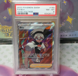 Pokemon TCG PSA 8 Bea 180/185 Vivid Voltage Full Art Trainer Holo 2020 SWSH - Image 1