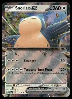 POKEMON SNORLAX EX PRISMATIC EVOLUTIONS 076/131 HOLO DOUBLE RARE NM/M - Image 1