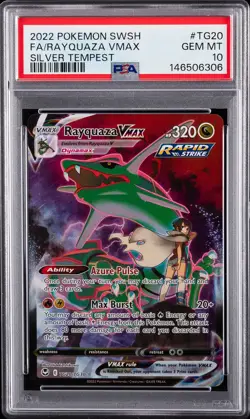 2022 POKEMON SWORD & SHIELD SILVER TEMPEST #TG20 FULL ART/RAYQUAZA VMAX PSA 10 - Image 1