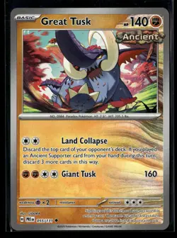 Great Tusk 055/131 Uncommon SV: Prismatic Evolutions Pokemon NM/M - Image 1