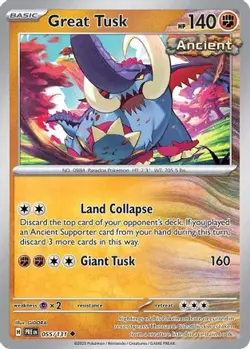 Great Tusk 055/131 Uncommon SV: Prismatic Evolutions Pokemon NM/M - Image 4