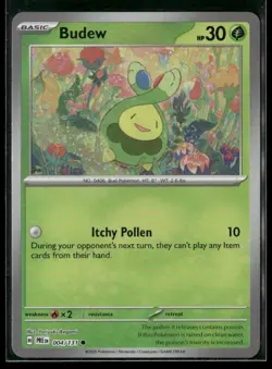 Budew (Master Ball Pattern) 004/131 Holo C Prismatic Evolutions NM/M Pokemon - Image 1