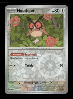 Hoothoot 077/131 Prismatic Evolutions Reverse Holo NM/M Pokemon - Image 1