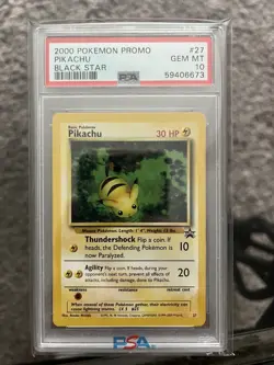 POKEMON CARD PIKACHU 27 BLACK STAR PROMO #27 GRADED PSA 10 GEM MINT VINTAGE WOTC - Image 1