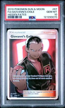 PSA 10 GEM MINT Giovanni's Exile 67/68 FULL ART Hidden Fates Pokemon Card 626 - Image 1