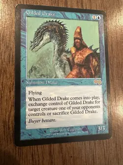 Gilded Drake MTG Rare Magic the Gathering Reserved List Card Urzas Saga LP/MP - Image 1