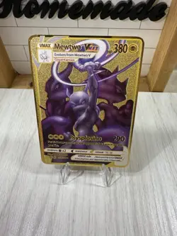 Pokemon Mewtwo Vmax 125/251 Gold Metal Pokemon Card - Image 1