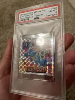 1997 AMADA Pokemon Sticker Collection PSA 8 Blastoise Holo - Image 2