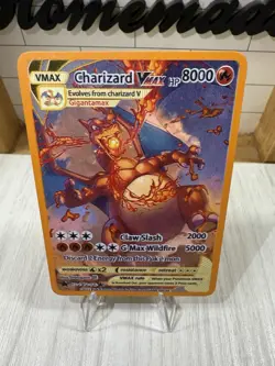 Pokemon Charizard Vmax Gold Metal Card Hp 8000 - Image 1