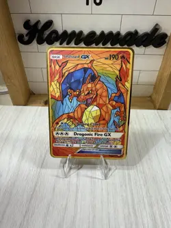 Pokemon Charizard Gx Hp190 Gold Metal Card Unique - Image 1
