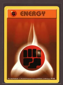 Shadowless Fighting Energy Non-Holo 1999 WOTC Pokemon Card 97/102 Base Set NM/M - Image 1