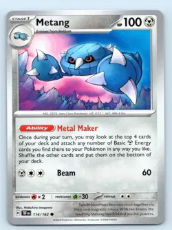 Metang 114/162 Common Temporal Forces Pokemon Near Mint - Image 1