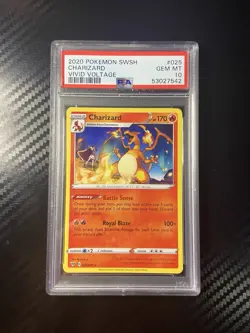2020 POKEMON SWORD & SHIELD VIVID VOLTAGE CHARIZARD #025 PSA 10 - Image 1