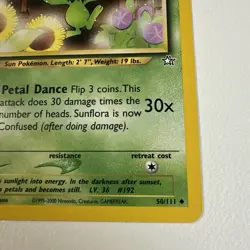Sunflora - 50/111 Regular Uncommon English Neo Genesis Pokemon Card NM - Image 5