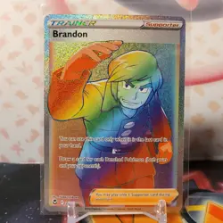 Pokemon Card Brandon 203/195 Silver Tempest Rainbow Rare Near Mint - Image 1