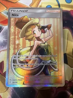 Pokemon Nita TCG Sun & Moon Team Up Holo Ultra Rare Card 180/181 Near Mint NM - Image 2