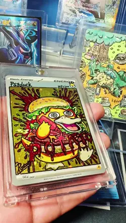 Pokemon Psyduck Hand painted On Holo Energy Card By : Potato 🥔 - Image 2
