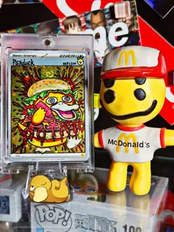 Pokemon Psyduck Hand painted On Holo Energy Card By : Potato 🥔 - Image 3