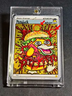 Pokemon Psyduck Hand painted On Holo Energy Card By : Potato 🥔 - Image 5