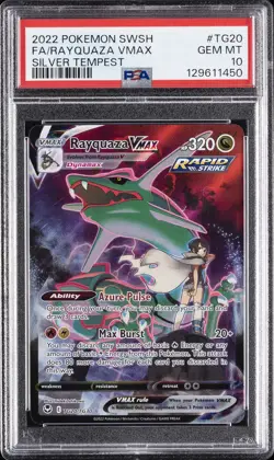 2022 POKEMON SWORD & SHIELD SILVER TEMPEST #TG20 FULL ART/RAYQUAZA VMAX PSA 10 - Image 1