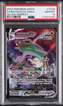 2022 POKEMON SWORD & SHIELD SILVER TEMPEST #TG20 FULL ART/RAYQUAZA VMAX PSA 10 - Image 1
