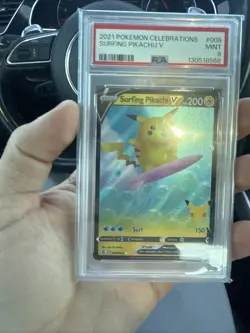 Pokemon Surfing Pikachu V 008/025 Celebrations PSA 9 - Image 2