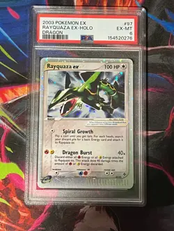 2003 POKEMON EX DRAGON FRONTIERS #97 RAYQUAZA EX-HOLO PSA 6 - Image 1