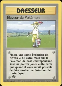 1999 Pokemon FRENCH 1st Edition Base Set Eleveur de Pokemon 76/102 EX-MT - Image 1