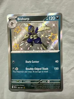 Bisharp 186/091 Shiny Rare Paldean Fates Pokemon Holo - Image 1