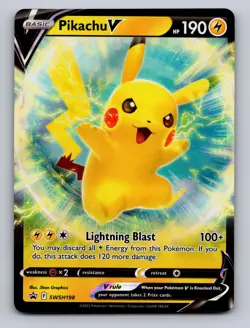 PIKACHU V SWSH198 HOLO P SWORD & SHIELD PROMO POKEMON NM - Image 1