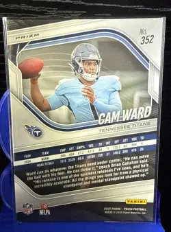 2025 Prizm 352 Cam Ward SILVER PRIZM/HOLO 🔥 NEW 📈 RC ROOKIE CARD 🔥 TITANS QB - Image 2