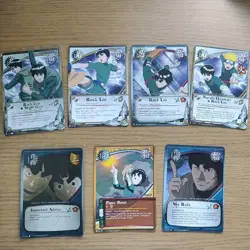 Naruto Bandai TCG CCG Bundle - X7 Rock Lee Guy Sensei Cards Rare Holo Foil - Image 1