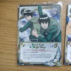 Naruto Bandai TCG CCG Bundle - X7 Rock Lee Guy Sensei Cards Rare Holo Foil - Image 2