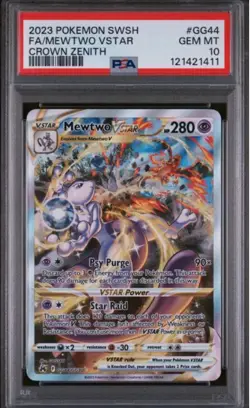 2023 POKEMON SWORD AND SHIELD CROWN ZENITH GG44 FULL ART/MEWTWO VSTAR - PSA 10 - Image 1