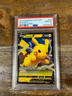 POKEMON 2021 Black Star Promo V Box PIKACHU V SWSH #061 PSA 10 Gem Mint RARE - Image 1