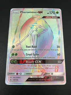 Pheromosa GX HYPER SECRET RARE 158/156 Pokemon SM Ultra Prism NM Holo 2018 - Image 1