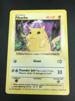 Pikachu 58/102 Base Set Shadowless 1999 Pokemon WOTC Vintage NM - Image 1