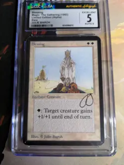 CGC 5 ALPHA Blessing MtG Magic the Gathering Signed By Julie Baroh AUTO 9 - Image 1