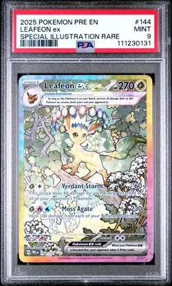2025 Pokemon Prismatic Leafeon EX #144 Special Illustration Rare PSA 9 - Image 1