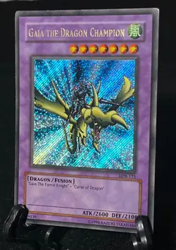 Yugioh Gaia the Dragon Champion LOB-125 Secret Rare GOLD NAME 2002 Original LP E - Image 1