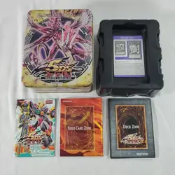 Yugioh 5ds Majestic Red Dragon EMPTY Collectible Tin + Guide, Warriors Strike - Image 1