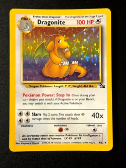 Dragonite Holo 4/62 Unlimited Card Fossil Pokemon Base Set 1999 MP/HP Card - Image 1