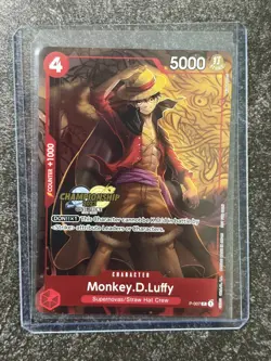 2023 One Piece Card Game Monkey.D.Luffy P-007 Championship Stamp Promo - Image 1