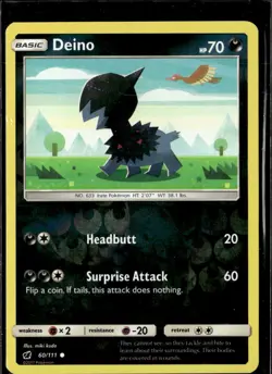 Pokemon Deino 60/111 Crimson Invasion Reverse Holo Common 2 Card Lot - Image 1