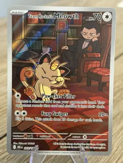 Pokemon TCG Team Rockets Meowth Card 203/182 Destined Rivals NM - Image 1
