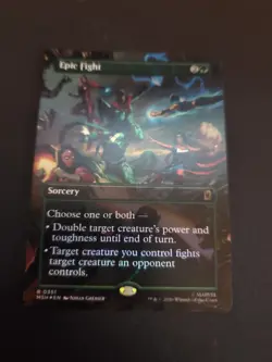 NM Borderless Foil Epic Fight, MTG, Super Heroes, Magic the Gathering, 166 - Image 1