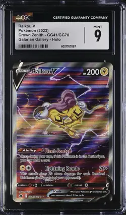Pokemon Raikou V GG41/GG70 Crown Zenith CGC graded 9 Sword And Shield - Image 1