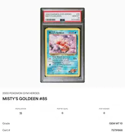 2000 Pokemon Gym Heroes Misty's Goldeen #85/132 PSA 10 GEM MINT LOW POP - Image 1