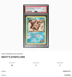 2000 Pokemon Gym Heroes Misty's Staryu #90/132 PSA 10 GEM MINT LOW POP - Image 1